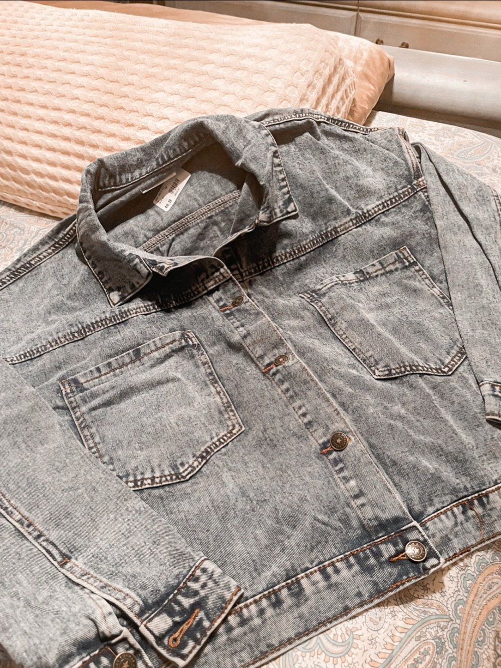 Oversized Washed Denim Jacket - Light Gray Jean Jacket